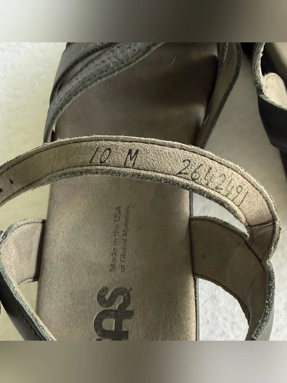 SAS Handcrafted Leather Huarache Sandals Black Stitch Detail Ankle Strap Size 10